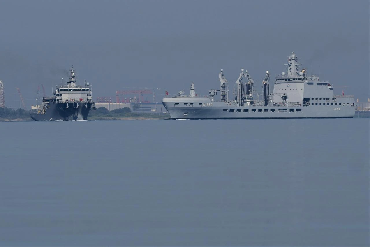 TCG Derya is seen as part of Teknofest Blue Homeland in Karamursel district of Kocaeli, Türkiye, on August 19, 2026. (AA Photo)