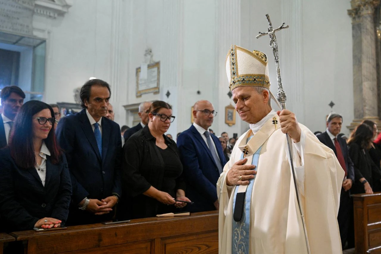 Pope Leo XIV celebrates Mass for the Solemnity of the Assumption of the Blessed Virgin Mary at the Pontifical Parish of Saint Thomas of Villanova in Castel Gandolfo, Italy, Aug. 15, 2026. (AFP Photo)