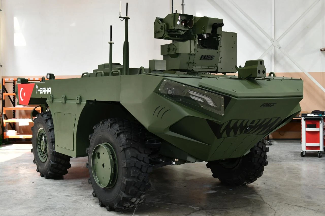 The multi-purpose modular unmanned amphibious vehicle "U-MAV," developed by Turkish defense firm FNSS, is displayed during Teknofest Blue Homeland at the Golcuk Naval Shipyard in Golcuk district of Kocaeli, Aug. 20, 2026. (AA Photo)