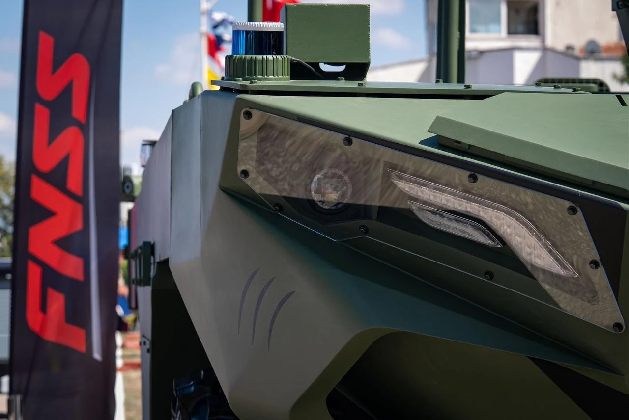 The multi-purpose modular unmanned amphibious vehicle "U-MAV," developed by Turkish defense firm FNSS, is displayed during Teknofest Blue Homeland at the Golcuk Naval Shipyard in Golcuk district of Kocaeli, Aug. 20, 2026. (AA Photo)