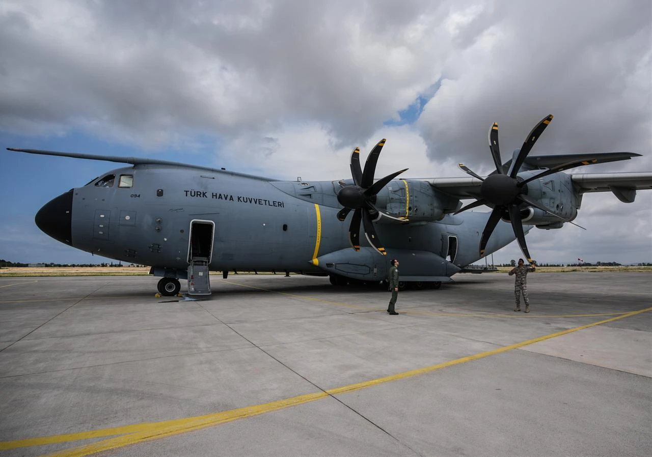 A resupply and logistics support mission is carried out using an “A400M” strategic transport aircraft of the Turkish Air Force Command in Izmir, Türkiye, May 14, 2026. (AA Photo)
