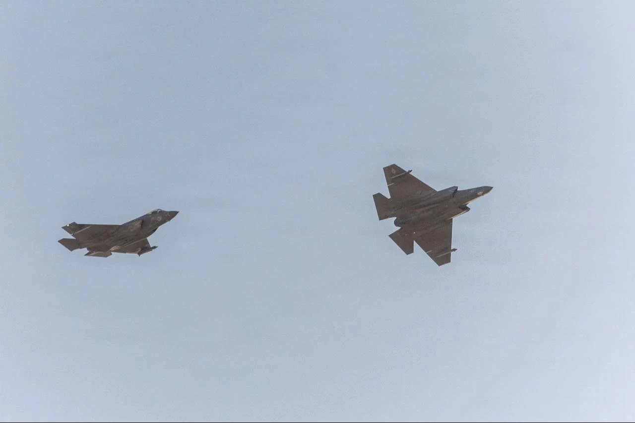 U.S. Marine Corps F-35C Lightning II’s return from a flight patrol, at an undisclosed location in the Middle East, in support of Operation Epic Fury, May 28, 2026. (Photo via U.S. Marine Corps)