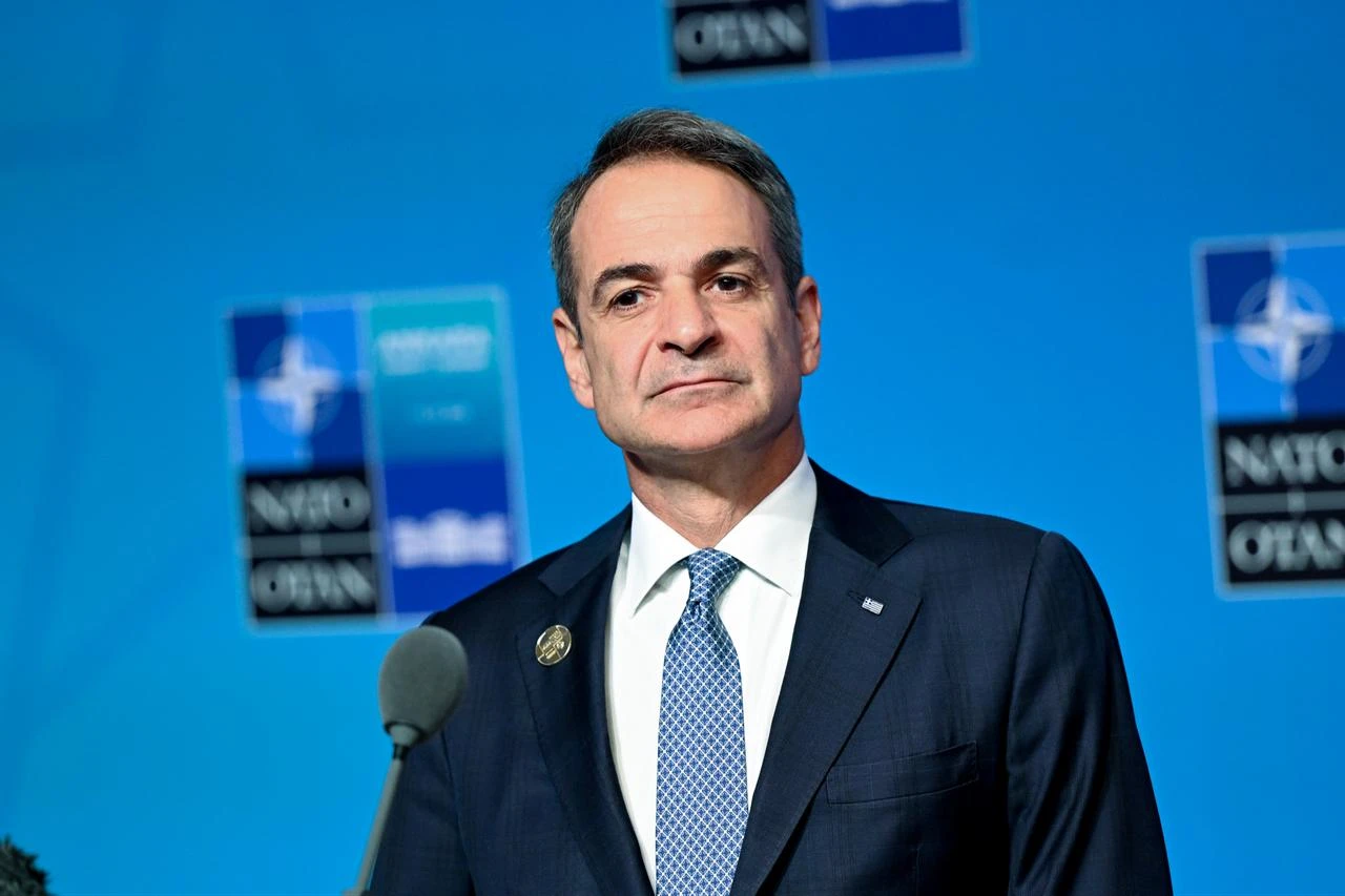 Greek Prime Minister Kyriakos Mitsotakis makes a statement to the press ahead of the main session of the North Atlantic Council Meeting during the 36th NATO Summit in Ankara, Türkiye, July 8, 2026. (AA Photo)