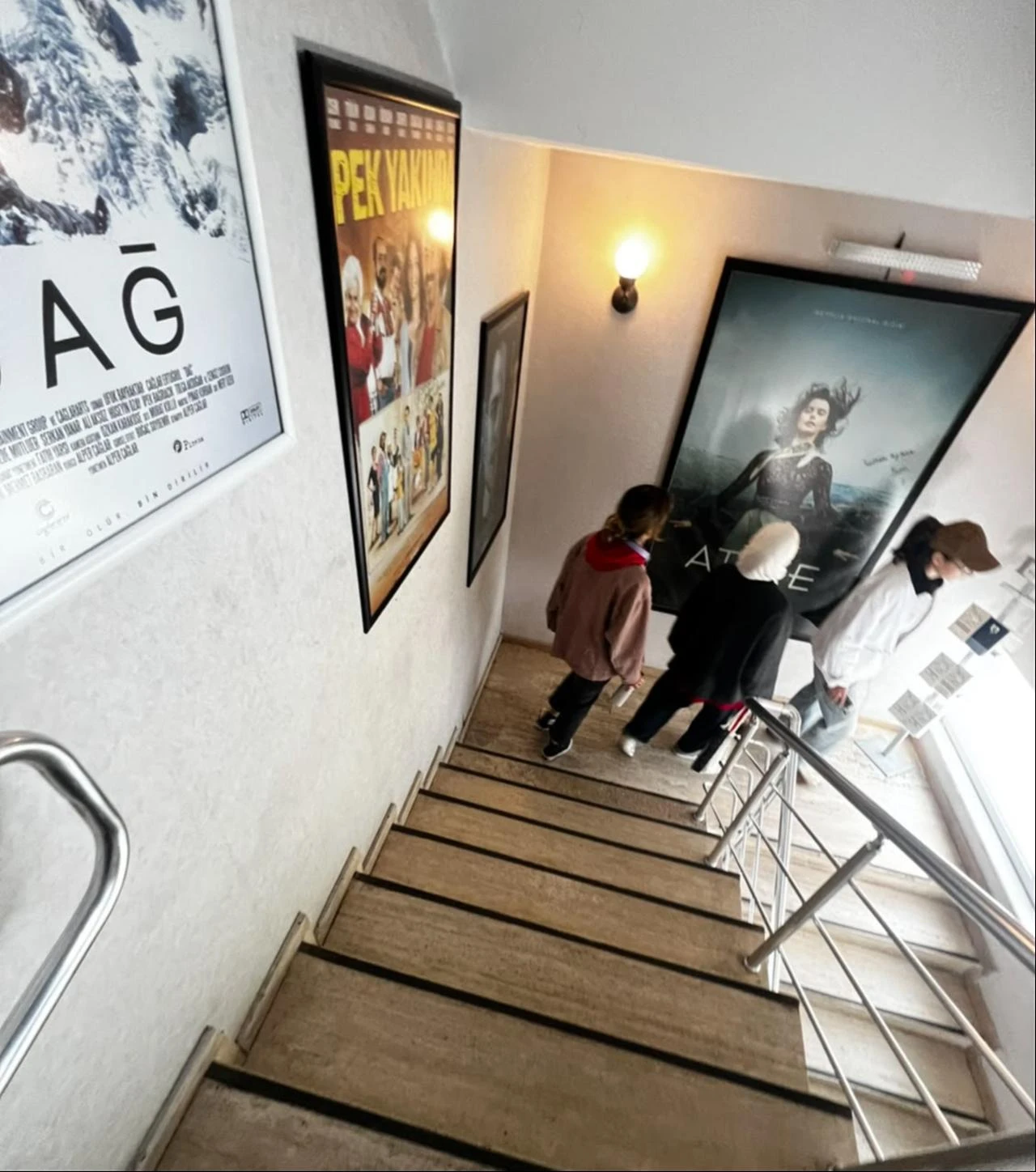 Framed posters of productions line the stairway inside 1000 Volt’s post-production facility in Istanbul. (Photo by Türkiye Today/Nour Dajani)