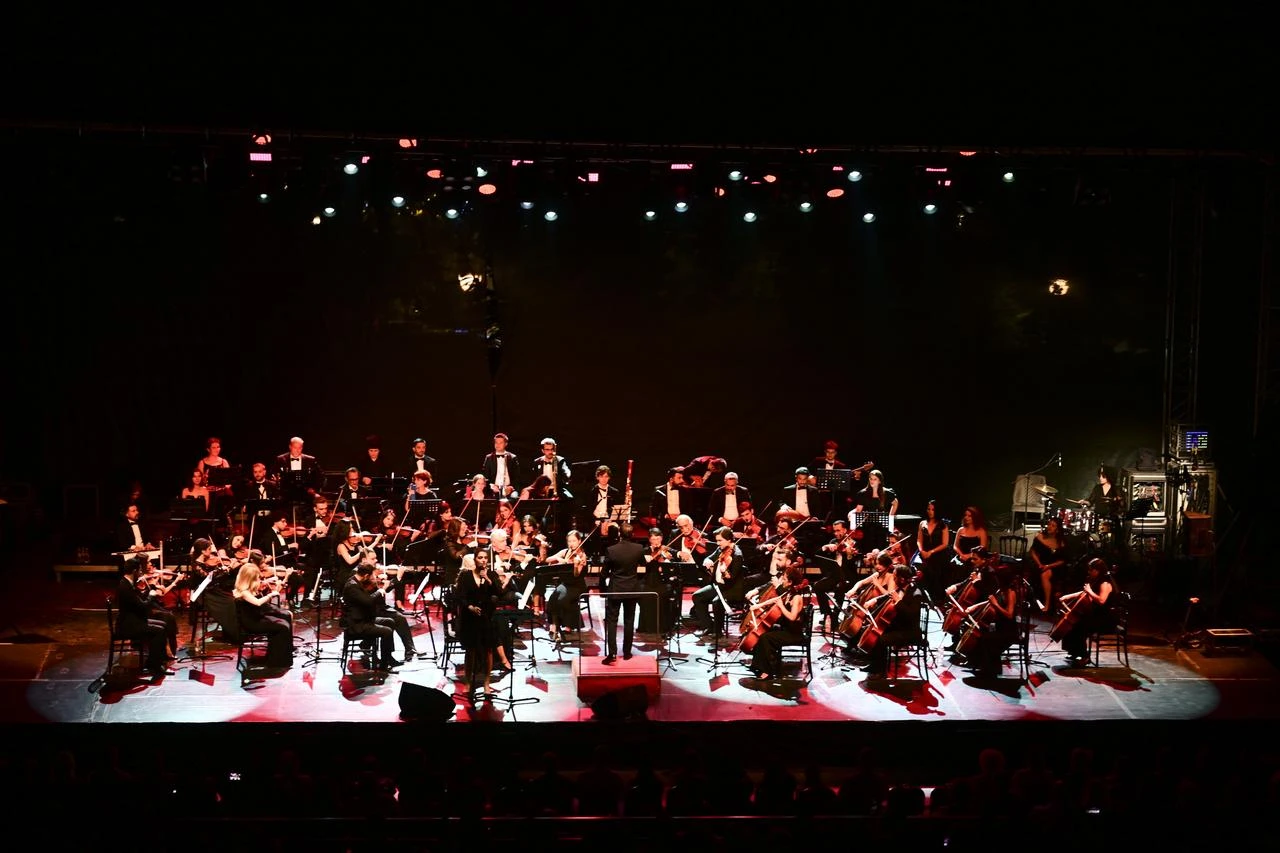 Hatay Academy Symphony Orchestra performs works by Lebanese singer Fairuz during a concert in Ankara, Türkiye, Aug. 23, 2026. (AA Photo)