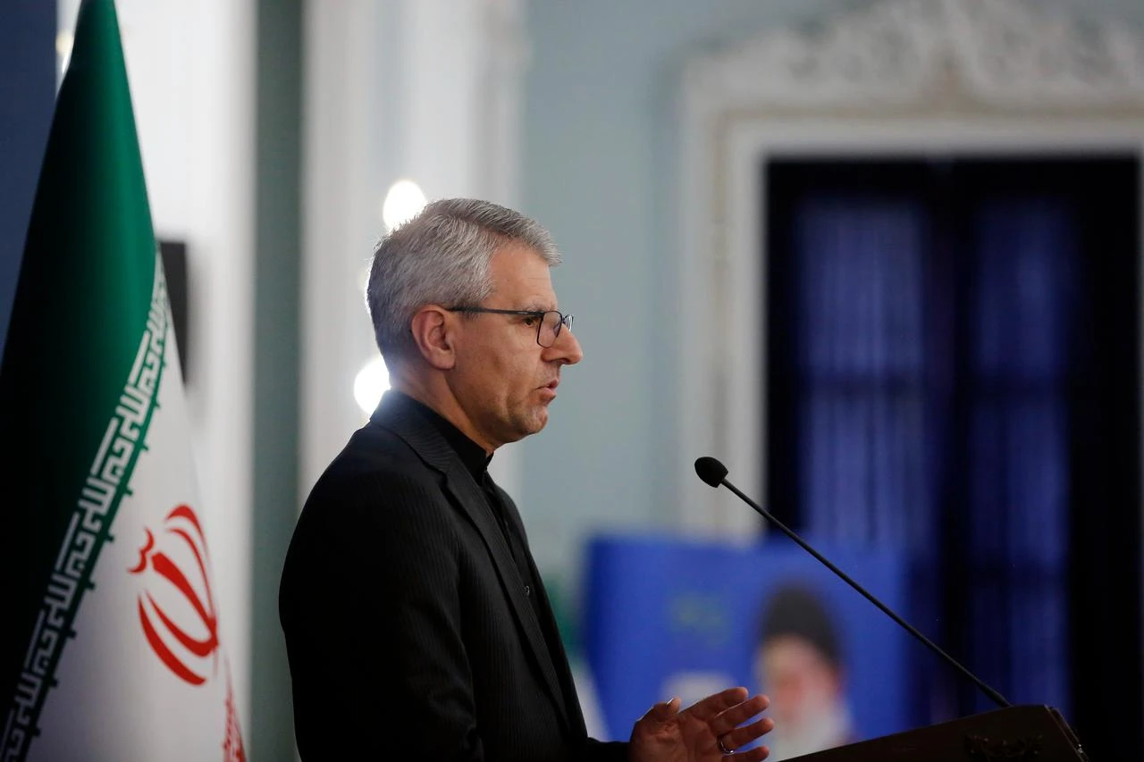 Spokesperson for the Ministry of Foreign Affairs of Iran, Esmail Baghaei, attends a press conference at the Ministry of Foreign Affairs in Tehran, Iran, on May 4, 2026. (AA Photo)