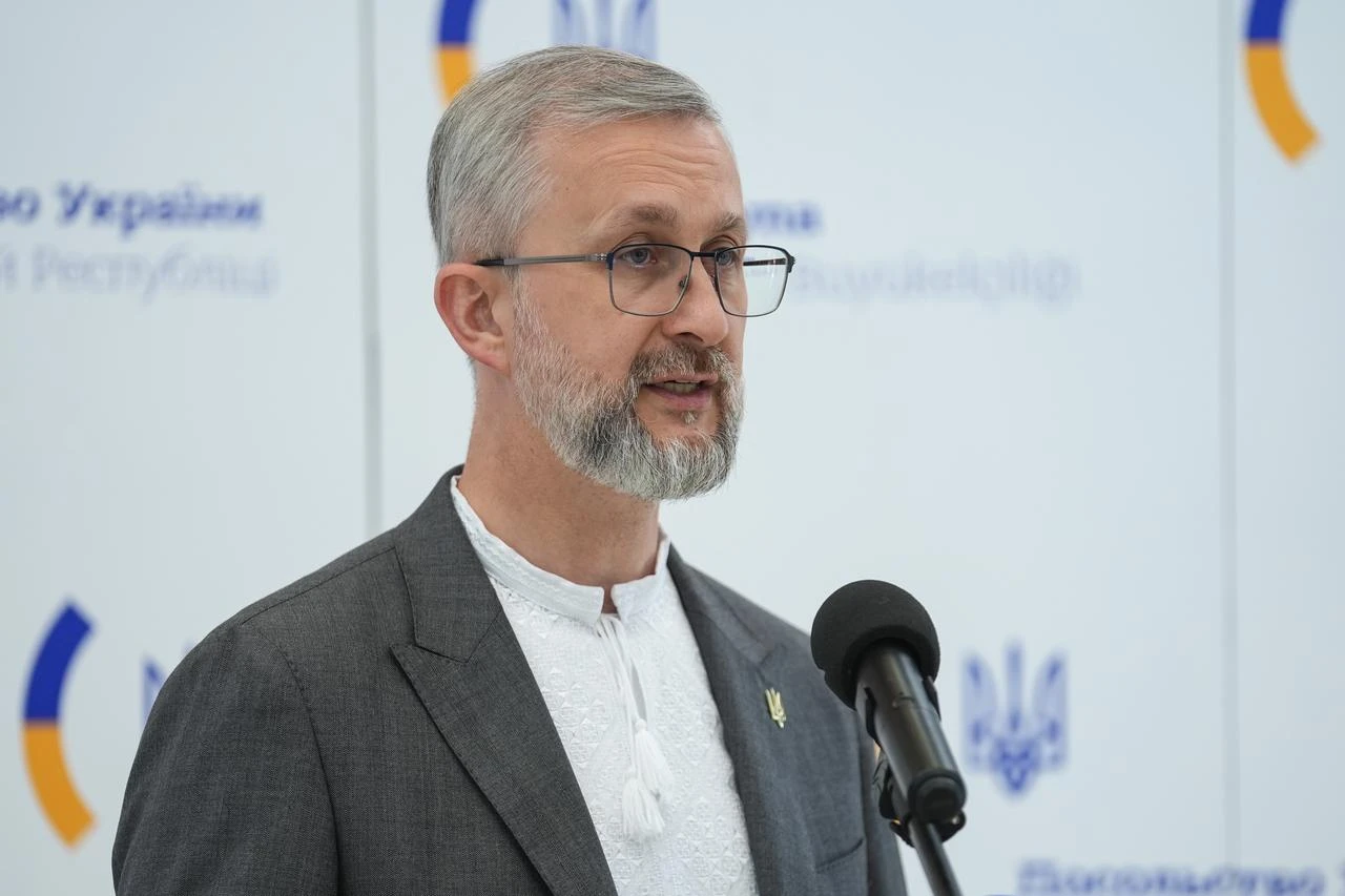 Ukraine's Ambassador to Ankara, Nariman Dzhelyalov, speaks during an event with journalists in the Turkish capital to mark the 35th anniversary of Ukrainian independence, Ankara, Aug. 24, 2026. (AA Photo)