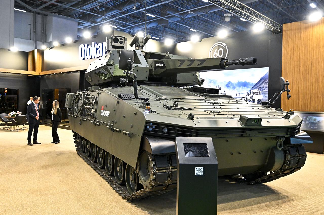 The Turkish heavy infantry fighting vehicle Tulpar, designed by Otokar, is shown at SAHA 2026 at the Istanbul Expo Center in Istanbul, Türkiye, on May 5, 2026. (AA Photo)