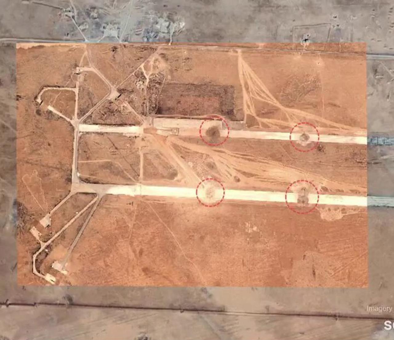 The satellite photos show the aftermath of the Israeli airstrikes targeting the Abu al-Duhur Military Airbase in northwestern Syria. (Photo via X)