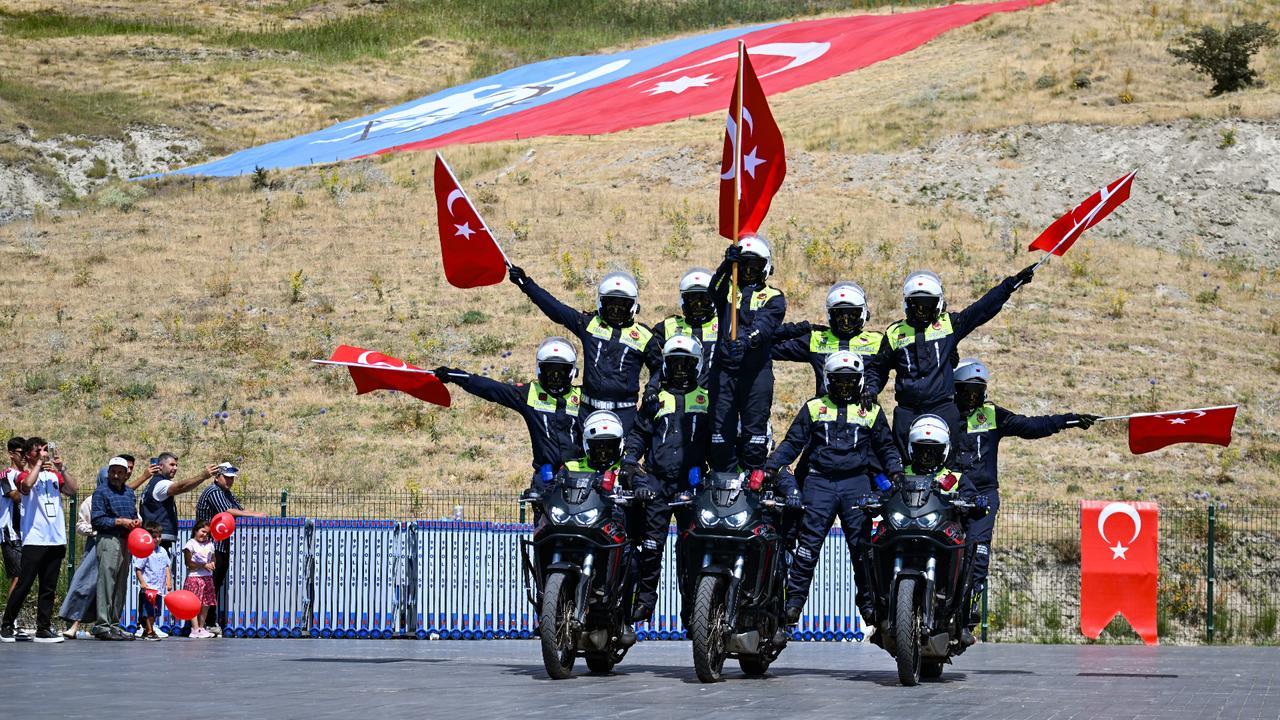 Police motorcycle team performs at Malazgirt Victory anniversary
