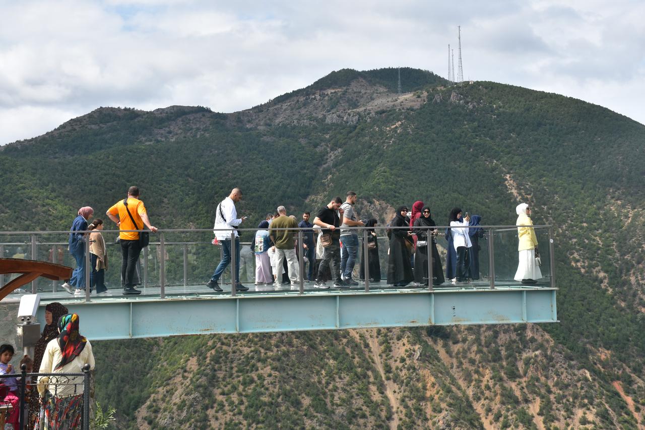 Aerial view of the glass observation deck in the district of Gumushane, Türkiye. (AA Photo)