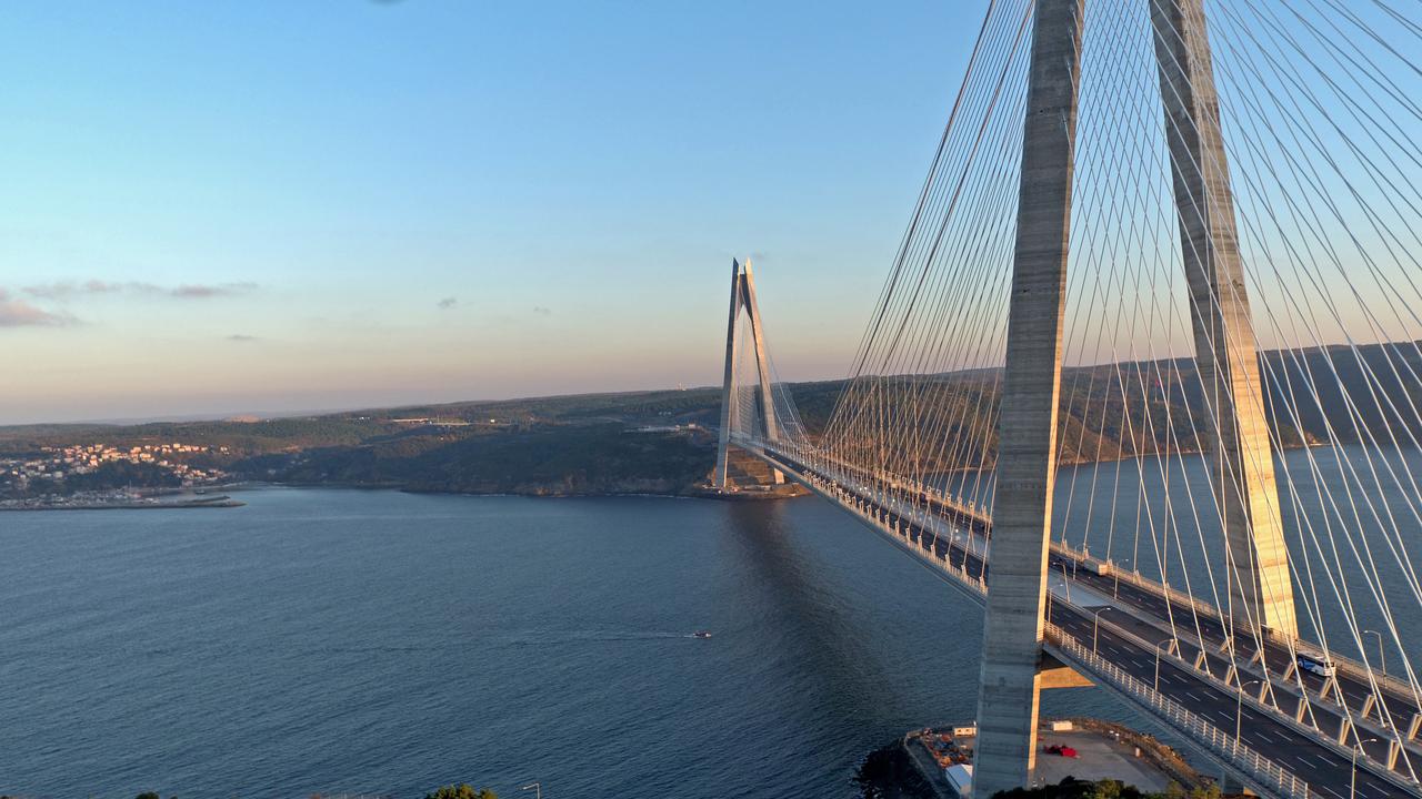 A ground-level view of the Yavuz Sultan Selim Bridge spanning the Bosporus in Istanbul, Türkiye. (Adobe Stock Photo)