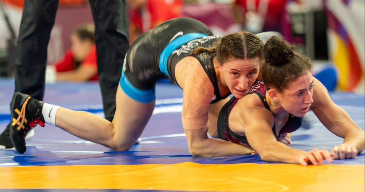 Zeynep Yetgil Kamal defeated Spain's Carla Jaume Soler in the women's 53-kilogram final at Mediterranean Games in Taranto, Italy, Aug. 25, 2026. (Photo via Team Türkiye)