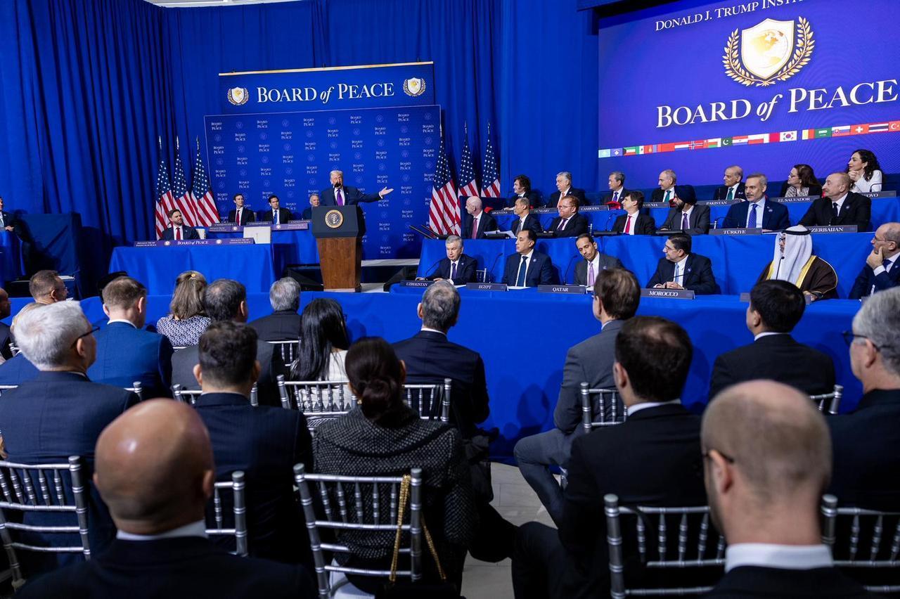 US President Donald Trump presides over the inaugural meeting of the "Board of Peace" at the US Institute of Peace in Washington, DC, United States, on February 19, 2026. (AA Photo)