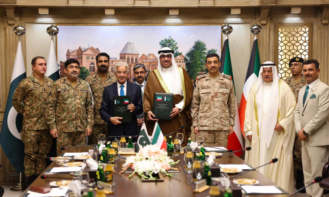 Pakistani and Kuwaiti officials sign a joint defense and military cooperation agreement in Islamabad, Pakistan on Aug. 27, 2026. (Photo via X/@KuwaitArmyGHQ)