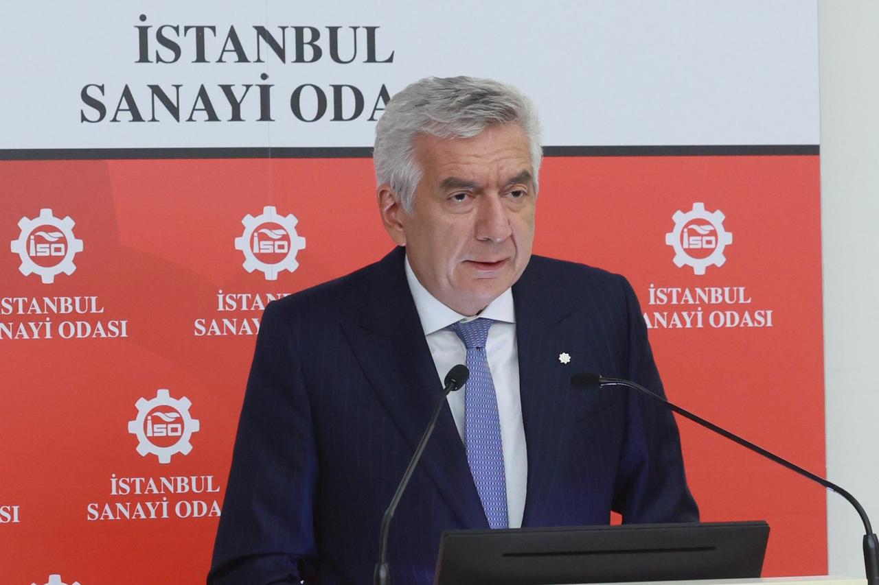 Istanbul Chamber of Industry Chairman Erdal Bahcivan addresses the chamber’s August assembly meeting in Istanbul, Türkiye, Aug. 26, 2026. (Photo via X/@ist_sanayiodasi)