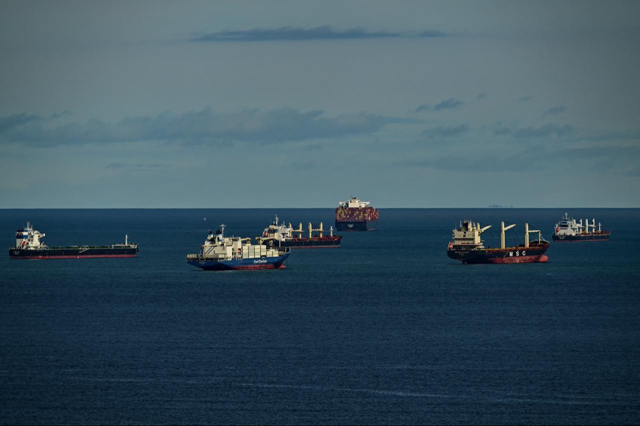 Cargo ships wait to get through the Panama Canal,  in Panama City, August 18, 2026. (AFP Photo)