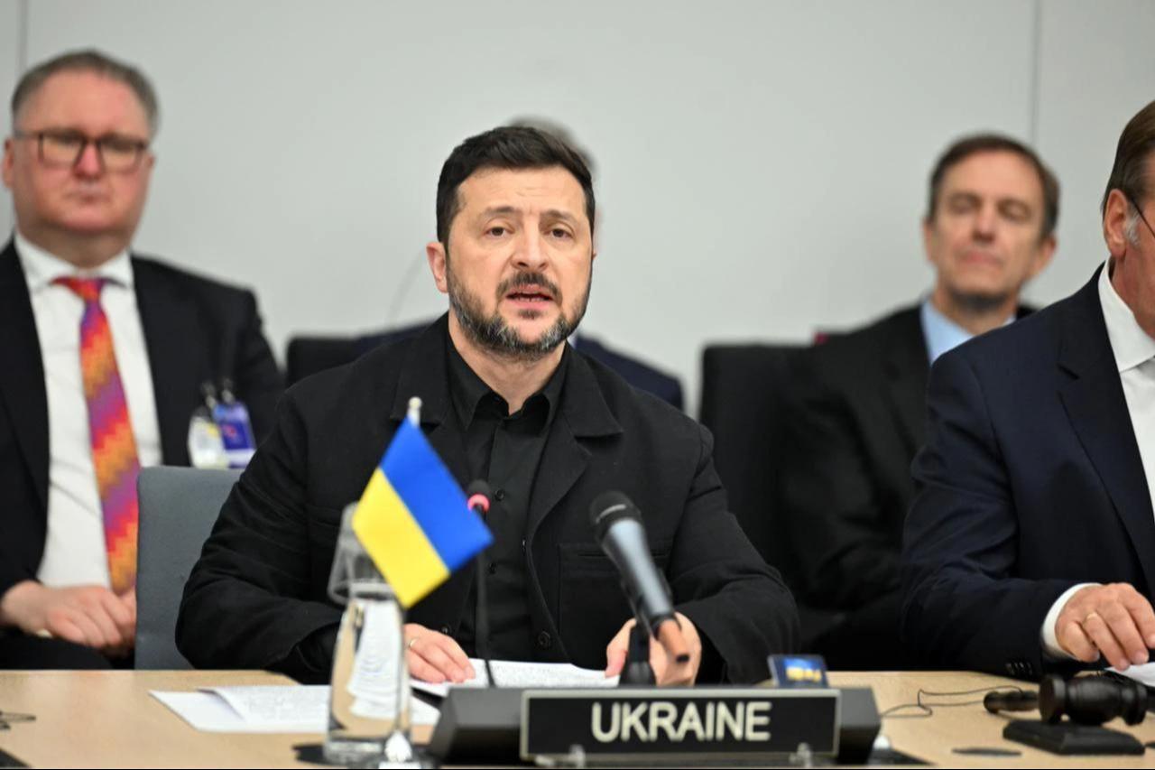 Ukrainian President Volodymyr Zelenskyy attends the Ukraine Defense Contact Group Meeting at the NATO Headquarters in Brussels, Belgium, June 18, 2026. (AA Photo)