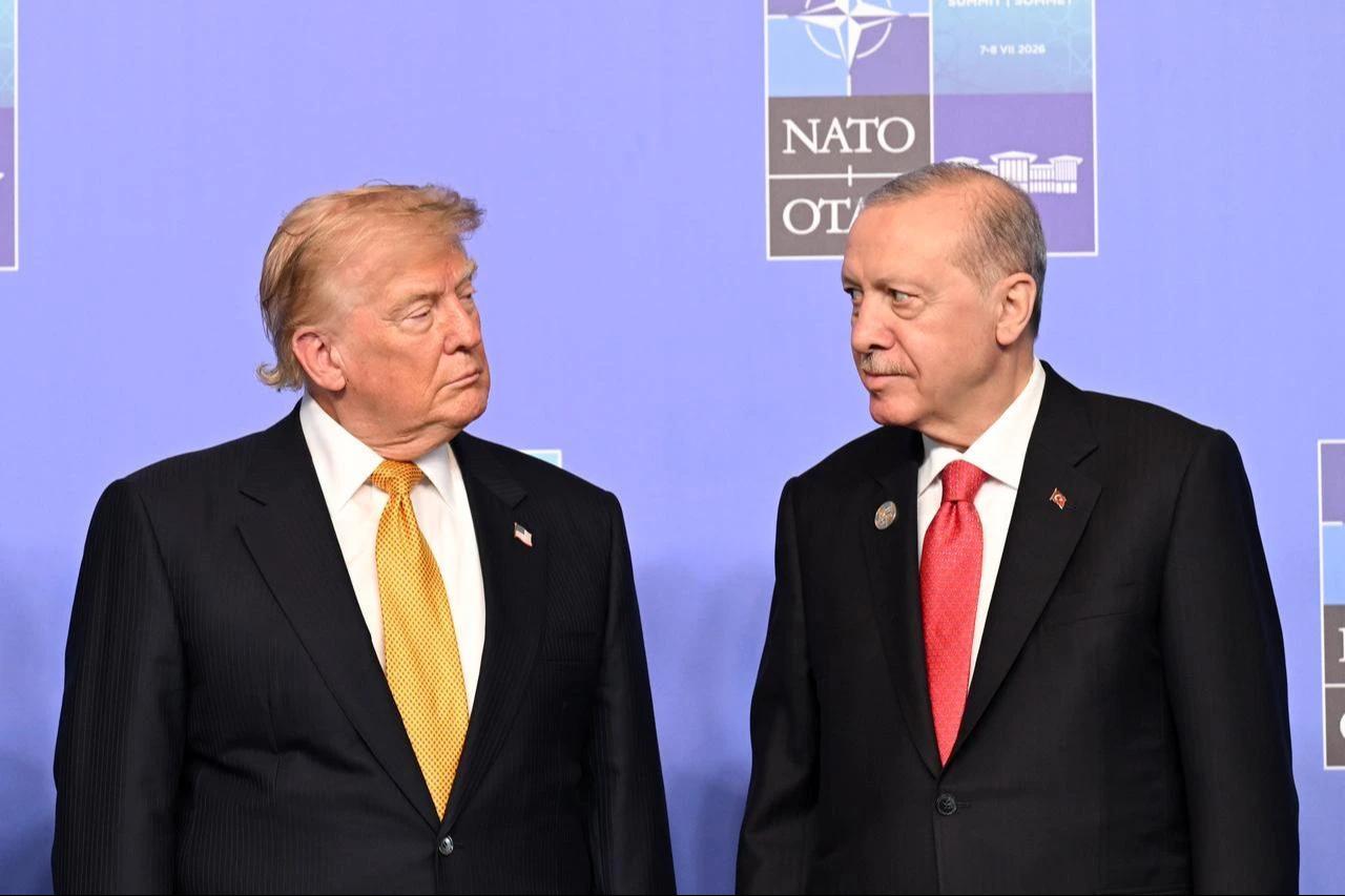 Turkish President Recep Tayyip Erdogan welcomes US President Donald Trump ahead of the North Atlantic Council meeting, held as part of the 36th NATO Summit of Heads of State and Government in Ankara, Türkiye, on July 8, 2026. (AA Photo)