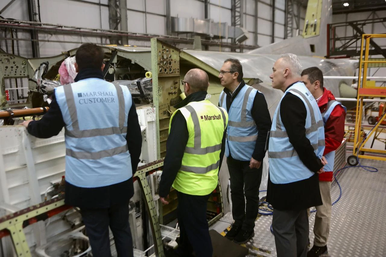 A delegation from the Turkish Air Force visited Marshall Aerospace’s Cambridge headquarters on March 25, 2026. (Photo via Marshall Aerospace)