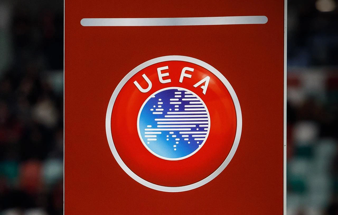 A UEFA sign is displayed inside a football stadium in Minsk, Belarus, Oct. 13, 2019 (Adobe Stock Photo)