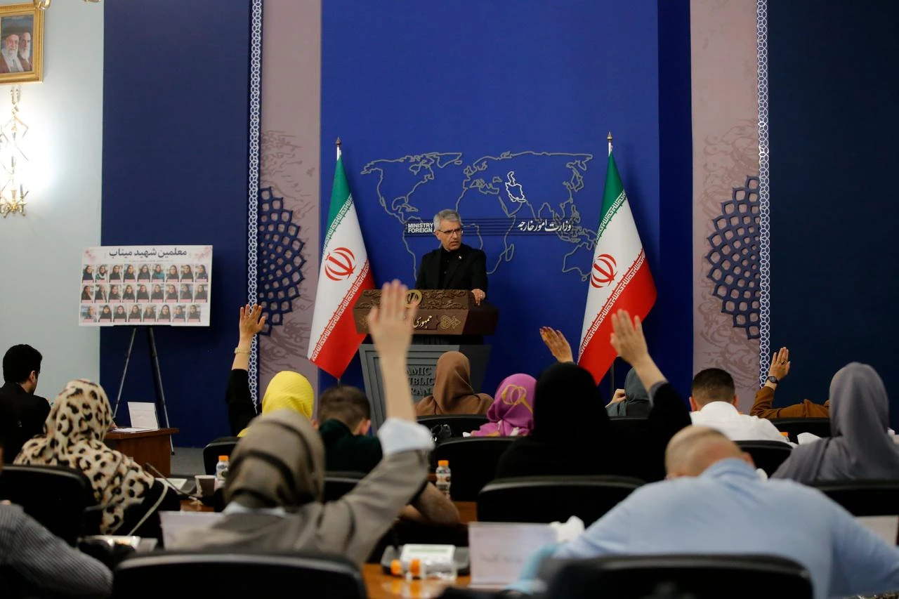 Spokesperson for the Ministry of Foreign Affairs of Iran, Esmail Baghaei, attends a press conference at the Ministry of Foreign Affairs in Tehran, Iran, May 4, 2026. (AA Photo)