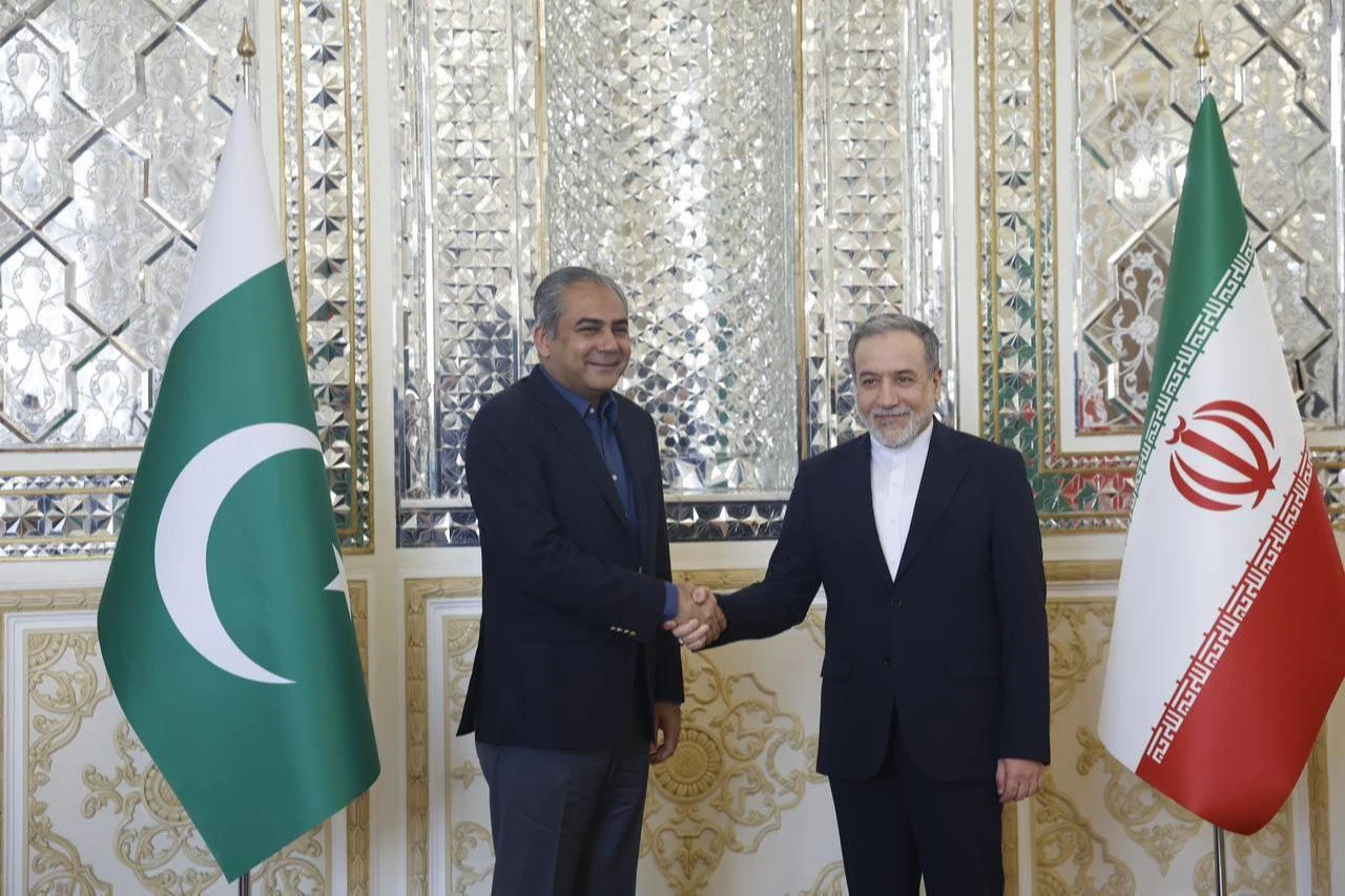 Iranian Foreign Minister Abbas Araghchi meets with Pakistani Interior Minister Mohsin Naqvi in Tehran, Iran, on June 7, 2026. (Iranian Foreign Ministry/Handout)