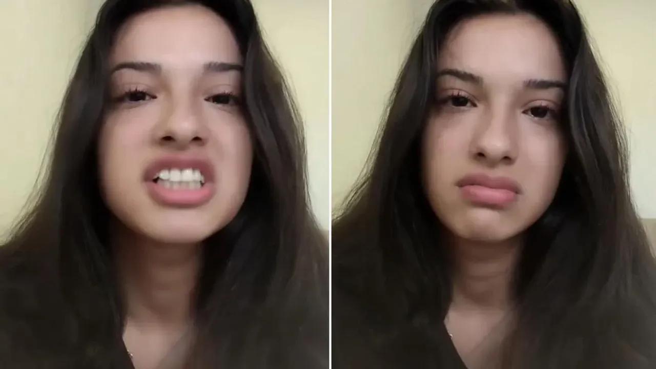 Turkish actor Kubra Suzgun speaks in a video shared on social media. (Photo collage by Türkiye Today team)