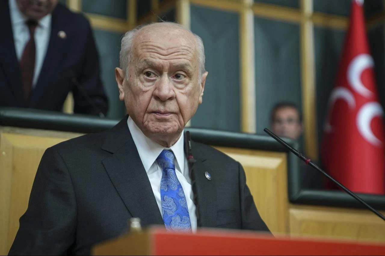 Türkiye's Nationalist Movement Party (MHP) leader Devlet Bahceli makes a speech during his party's group meeting at the Turkish Grand National Assembly in Ankara, Türkiye, April 7, 2026. (AA Photo)