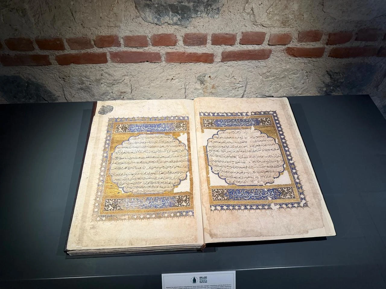 An illuminated manuscript from the Türkiye Manuscript Institution’s New Manuscripts Collection is displayed in Istanbul, Türkiye, Aug. 3, 2026. (AA Photo)