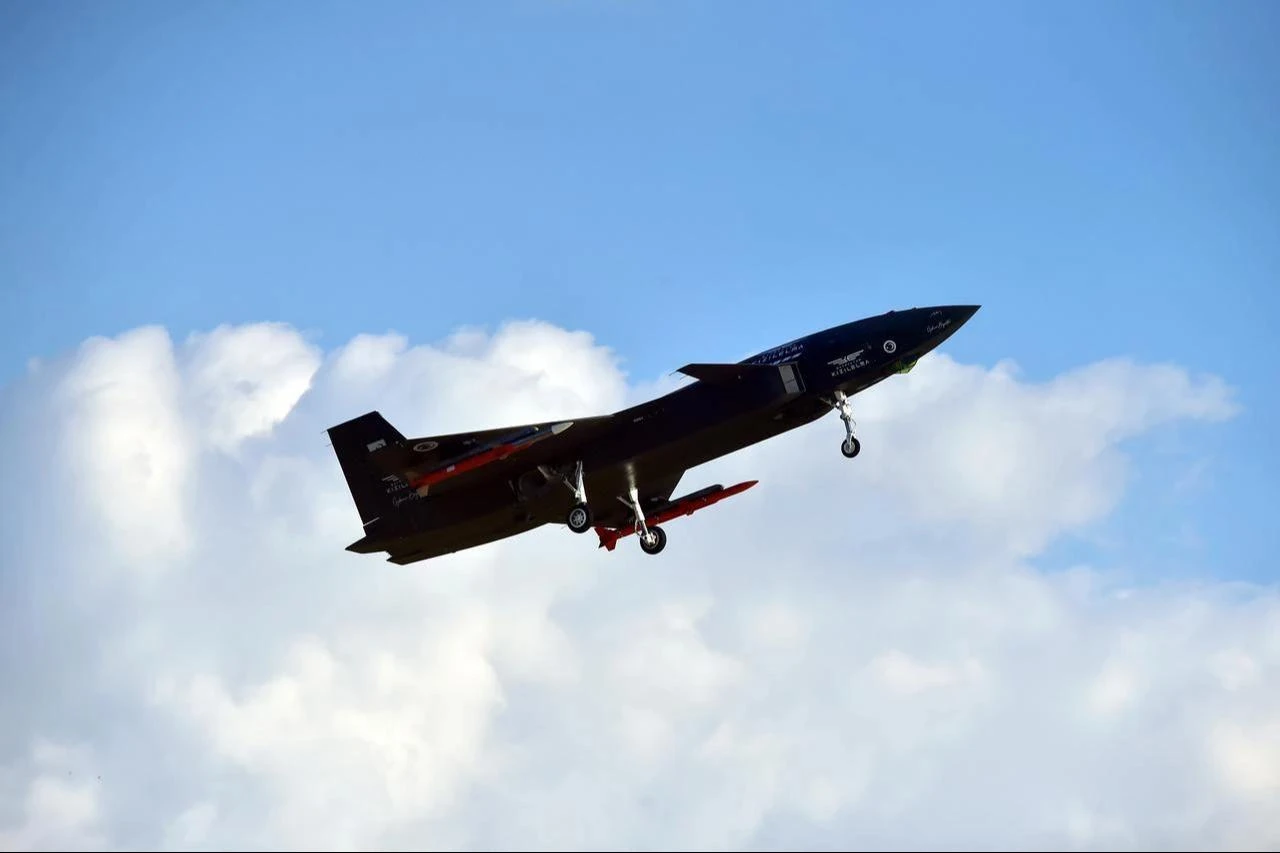 Turkish drone maker Baykar's Bayraktar Kizilelma Fighter UAV drone during a testing at an unspecified location and time. (IHA Photo)