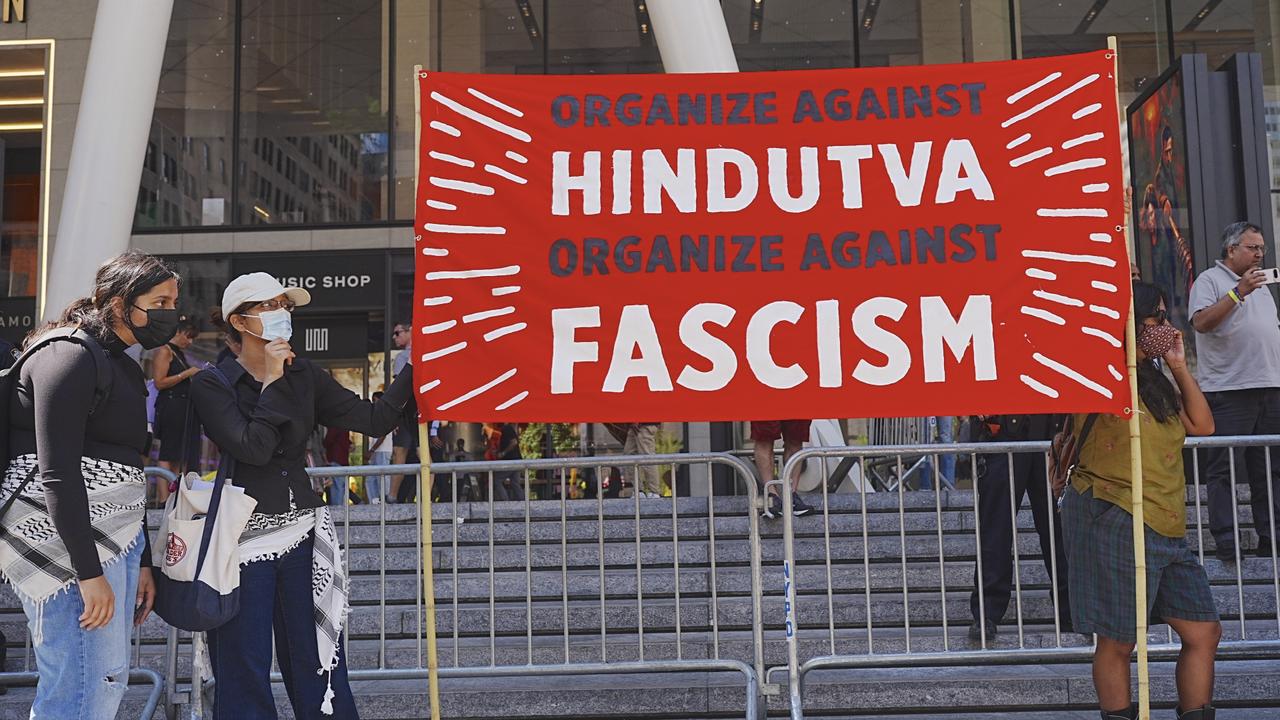 Protesters gather outside Madison Square Garden as Hindu nationalist leader speaks