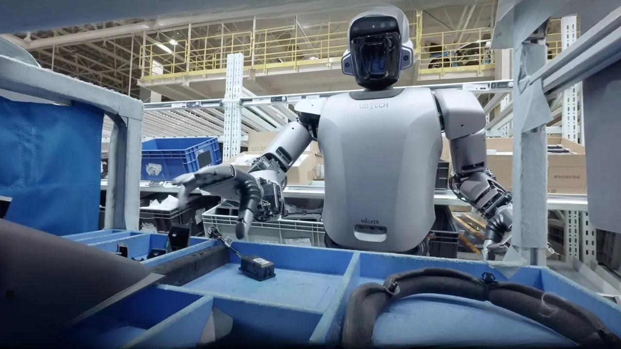Promotional photo shows UBTech’s Walker S1 humanoid robot operating on an automotive assembly line, accessed on Mar. 26, 2025. (Courtesy of UBTech)