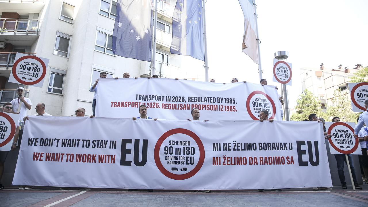 Balkan truck drivers protest EU Schengen entry rules