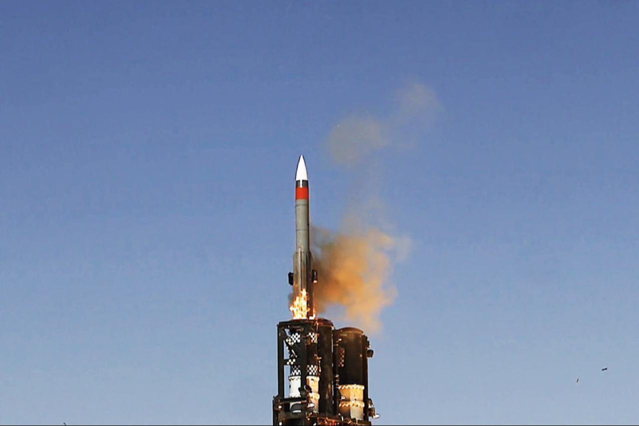 The photo shows a missile that was launched from Israels Barak MX air defense systems, accessed on Sep. 24, 2025. (Photo via IAI)