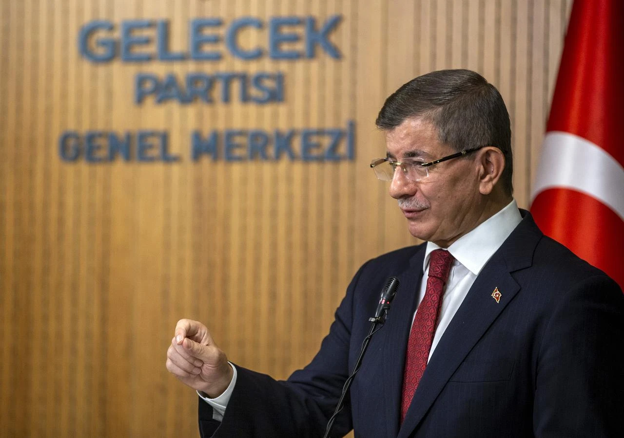 Leader of the Future Party, Ahmet Davutoglu speaks during a joint press conference held with Republican People's Party's (CHP), Kemal Kilicdaroglu (not seen) at the Future Party headquarters in Ankara, Türkiye on September 15, 2020. (AA Photo)