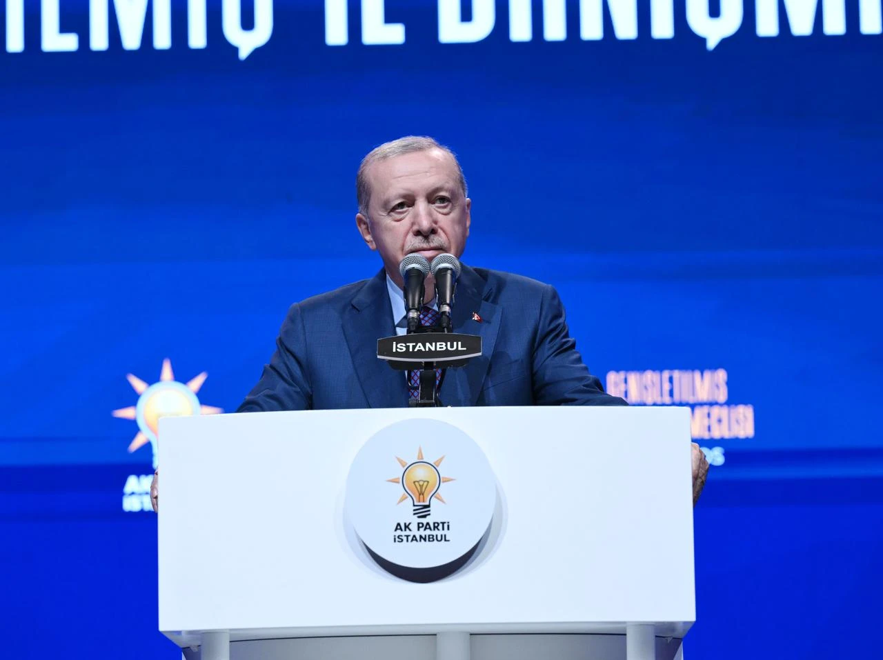 President and AK Party Chairman Recep Tayyip Erdogan delivers a speech during the party's Provincial Advisory Council meeting in Istanbul, Türkiye, Aug. 1, 2026. (Turkish Presidency/HO)