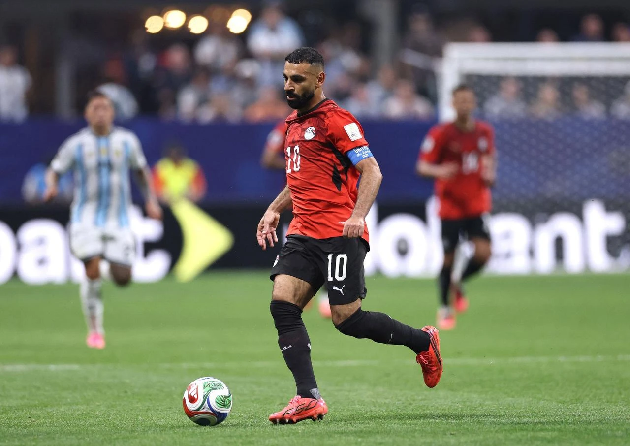 Egypt's Mohamed Salah controls the ball during the 2026 FIFA World Cup Round of 16 match against Argentina at Atlanta Stadium, Atlanta, U.S., July 7, 2026. (AFP Photo)