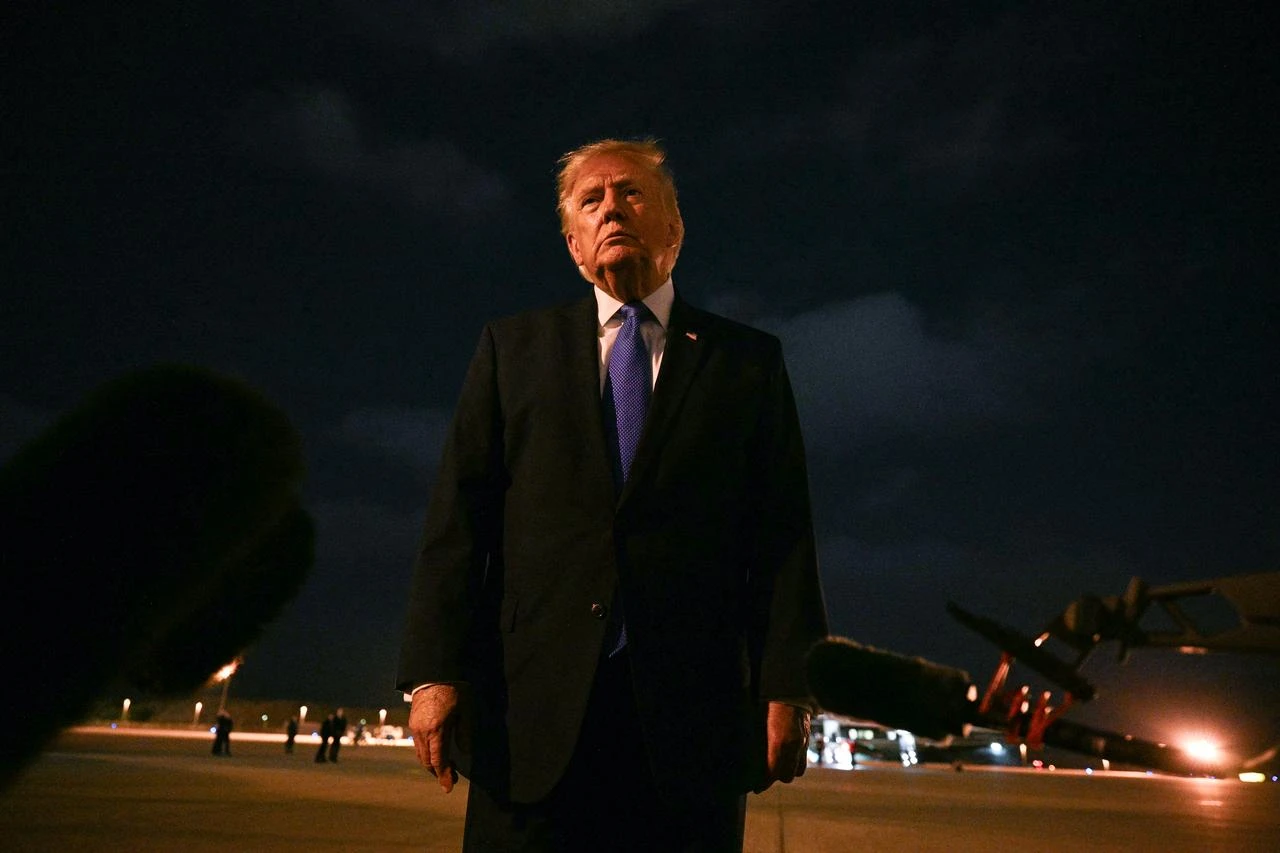 US President Donald Trump speaks with the media before boarding Air Force One en route to Las Vegas at Los Angeles International Airport in Los Angeles, August 4, 2026. (AFP Photo)