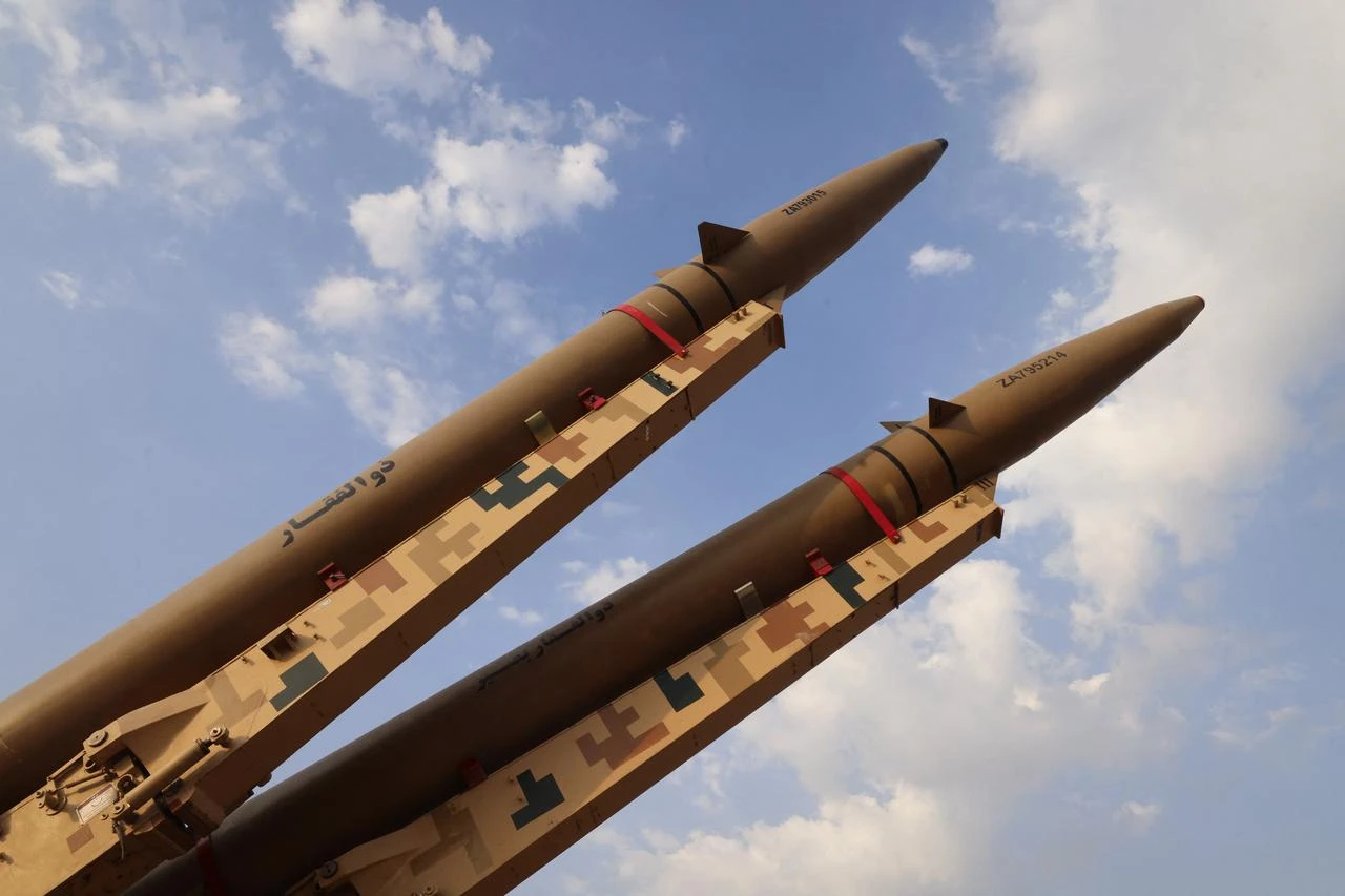 Iranian-made Zolfaghar missiles are displayed at Azadi Square in Tehran on August 2, 2026. (AFP Photo)