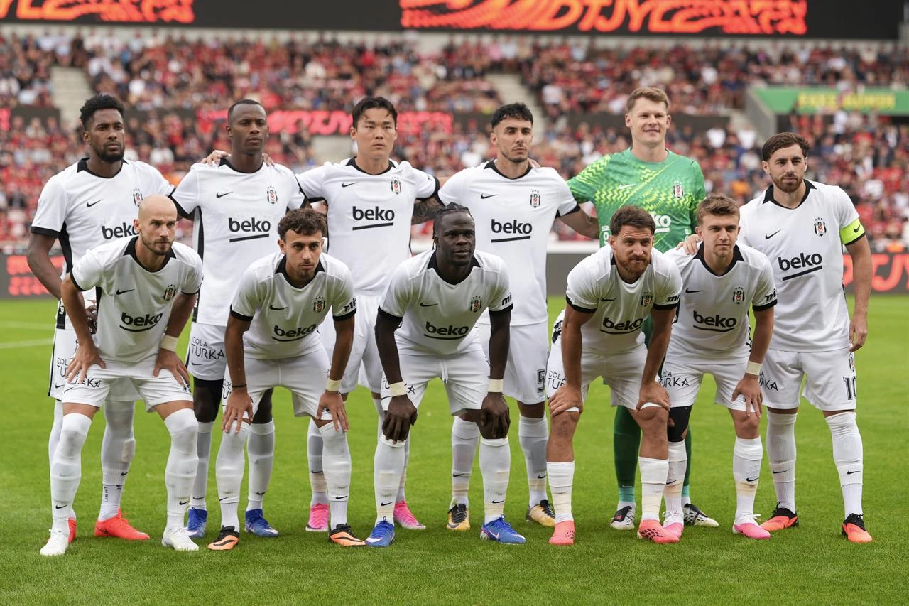Players of Besiktas pose for a team photo ahead of the UEFA Europa League second qualifying round second-leg match between Midtjylland and Besiktas at MCH Arena in Herning, Denmark, on July 30, 2026. (AA Photo)