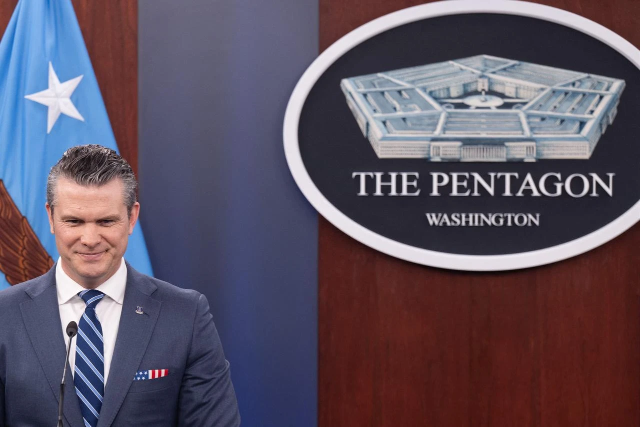 US Secretary of Defense Pete Hegseth speaks during a press briefing at the Pentagon in Washington, DC, on April 16, 2026. (AFP Photo)