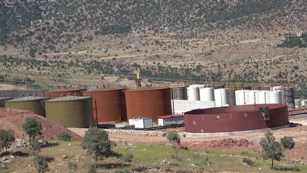 Oil storage tanks at Türkiye's Gabar oil field in the southeastern province of Sirnak, Nov. 11, 2025. (IHA Photo)