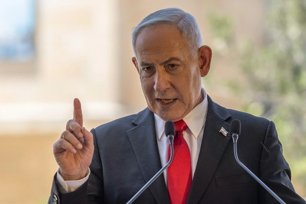 Israel's Prime Minister Benjamin Netanyahu speaks during a cornerstone-laying ceremony in East Jerusalem near the separation wall with the Israeli-occupied West Bank city of Ramallah, July 5, 2026. (AFP Photo)