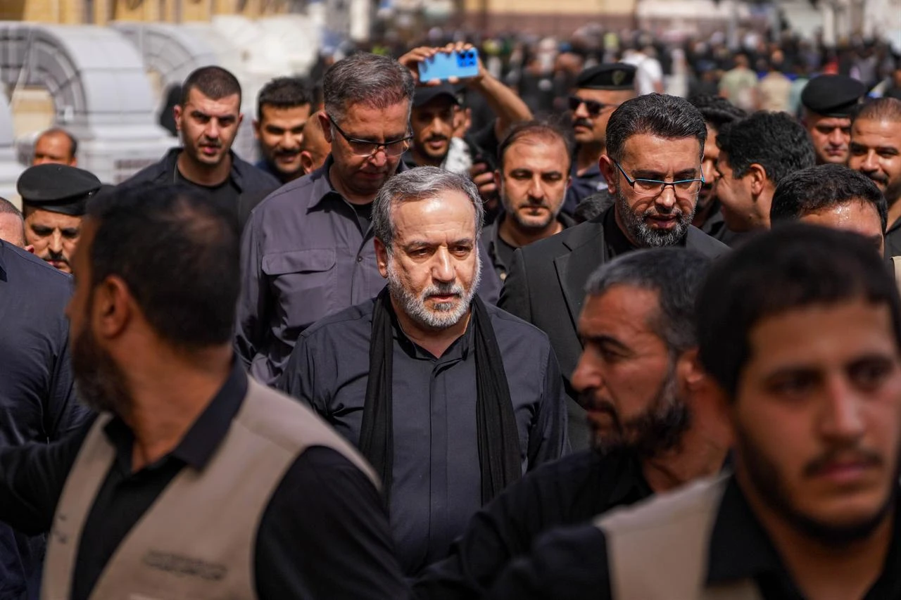 Iranian Foreign Minister Abbas Araghchi, who is visiting Iraq, visits the Imam Ali Shrine in Najaf, Iraq on August 3, 2026. (AA Photo)