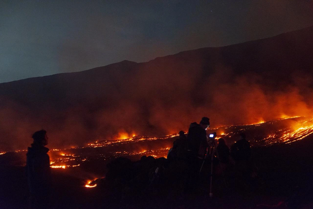 Mount Etna enters a new paroxysmal phase characterized by intense activity at the Voragine summit crater in Catania, Sicily, Italy on August 8, 2026. (AA Photo)