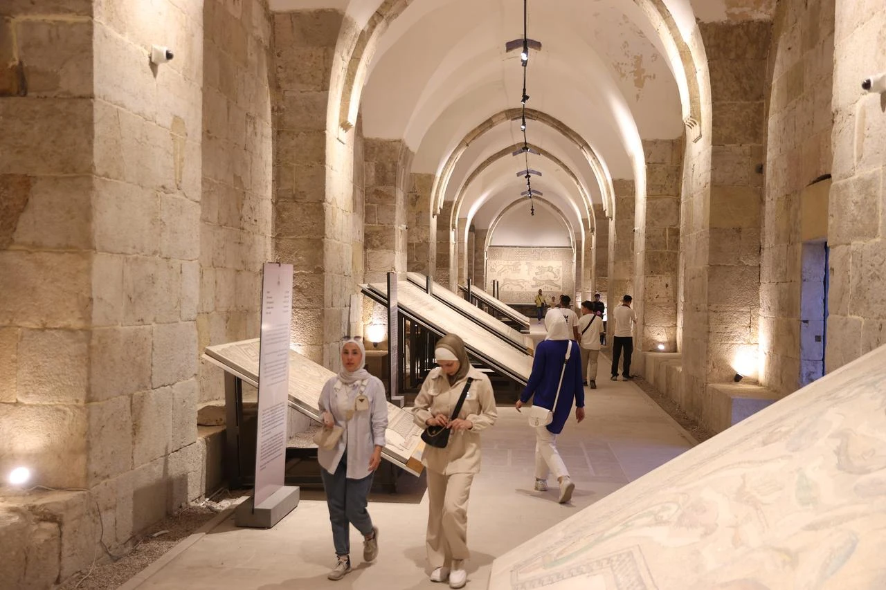 Artifacts returned by France are displayed at the Throne Hall inside the Citadel of Damascus during a summer festival in Damascus, Syria on August 7, 2026. (AA Photo)
