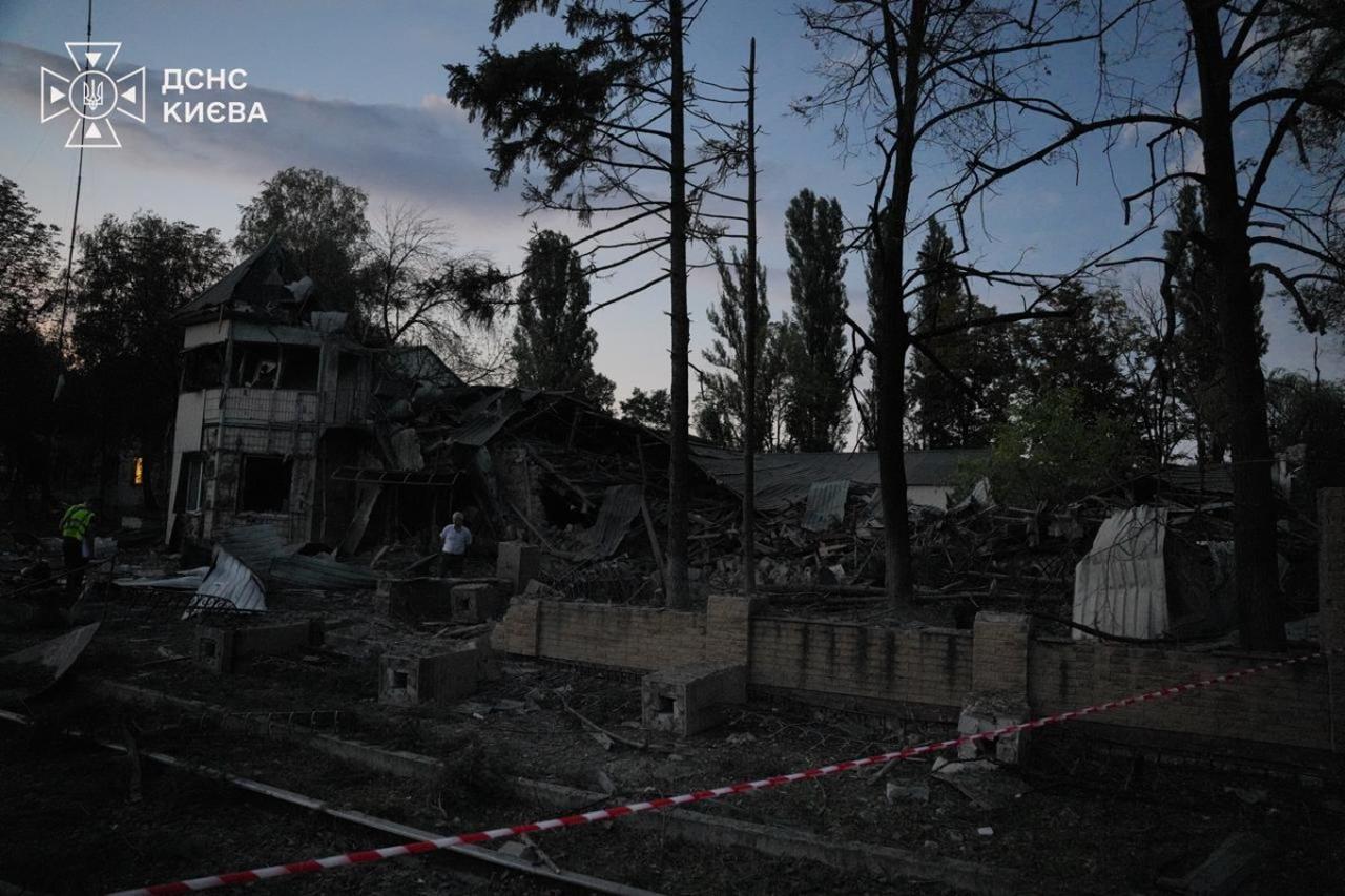 This handout photograph taken and released by the Ukrainian State Emergency Service on September 1, 2026 shows a rescuer working at the site of a Russian strike in Kyiv, amid the Russian invasion of Ukraine. (Photo by Handout / State Emergency Service of Ukraine / AFP)