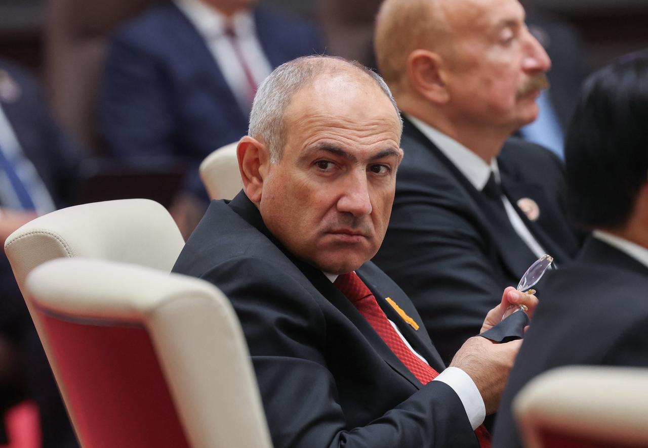 In this pool photograph distributed by the Russian state agency Sputnik, Armenian Prime Minister Nikol Pashinyan attends a SCO+ format meeting of the Shanghai Cooperation Organisation (SCO) summit in Bishkek on September 1, 2026. (Photo by Sputnik / AFP)