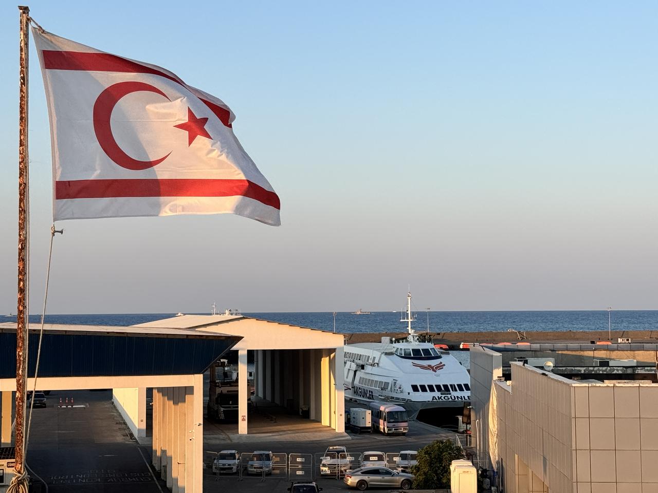 A view of the flag of Turkish Republic of Northern Cyprus as search and rescue operations continue off the coast of Kyrenia, Turkish Republic of Northern Cyprus (TRNC), on August 30, 2026. (AA Photo)